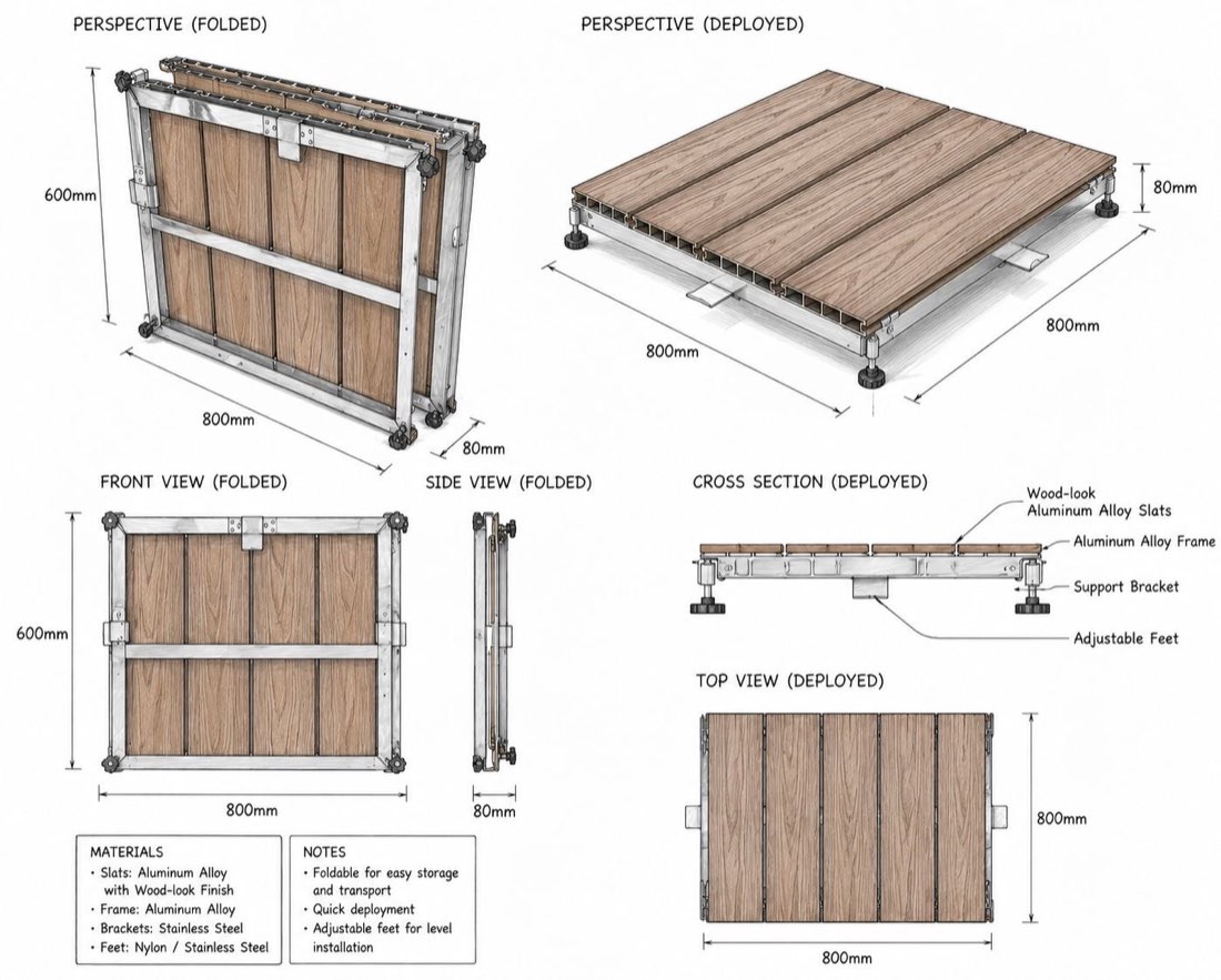 Instant Modular Decking System — Technical Diagram