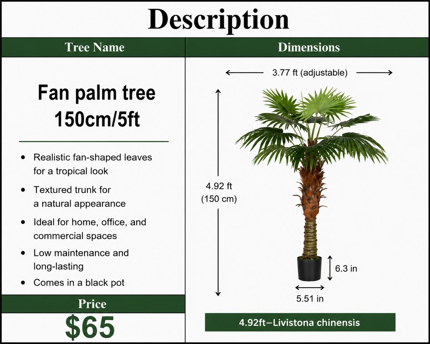 Artificial Fan Palm (Livistona Chinensis)