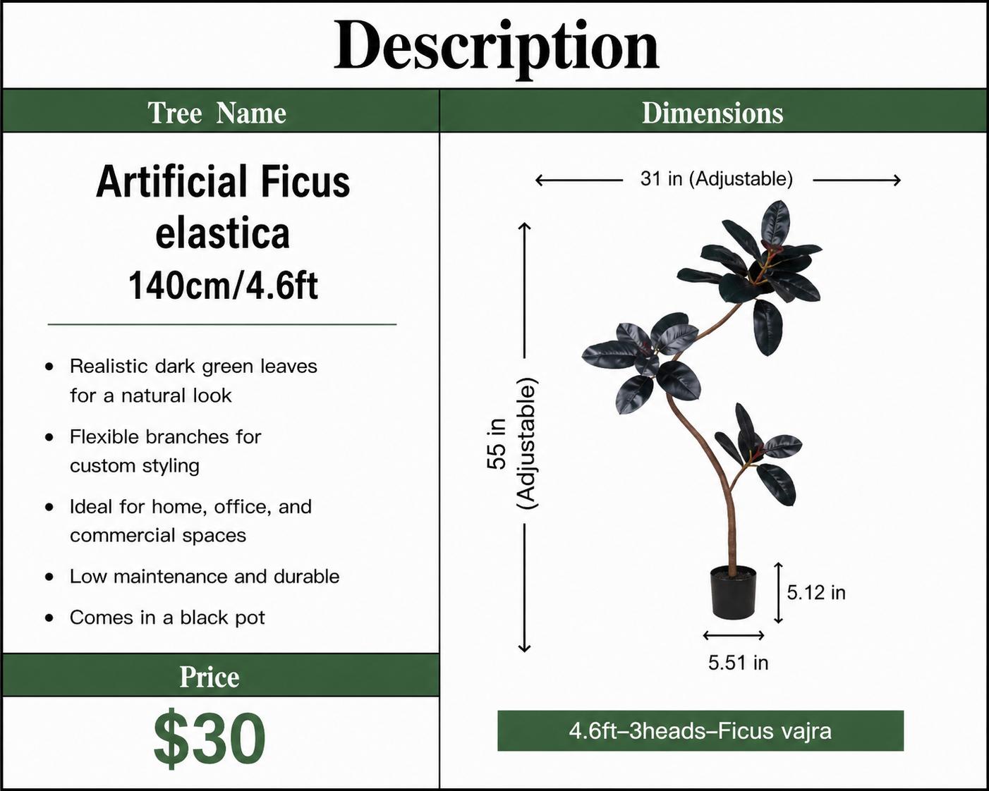 Artificial Ficus Elastica