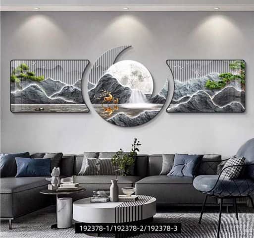 Mountain Landscape & Moon Triptych