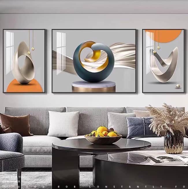 Abstract Sculptural Ribbon Triptych
