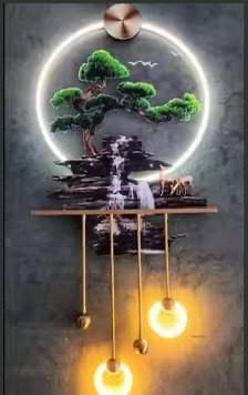 Bonsai Waterfall LED Panel with Pendant Lamps