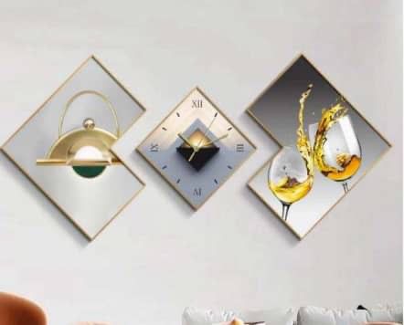 Modern Diamond-Frame Decor Trio