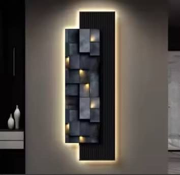 Geometric Cube Relief LED Panel (Dark)