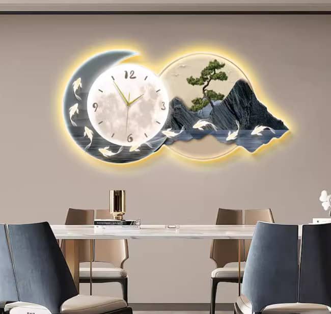Moon & Mountain LED Wall Clock