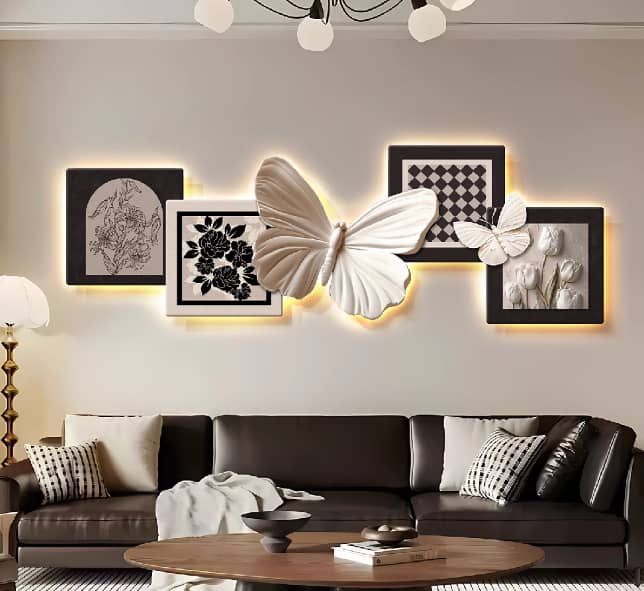 Mixed Wall Gallery Set with 3D Butterfly