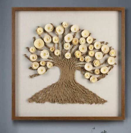 Woven Yarn Tree of Life — Framed Textile Wall Art