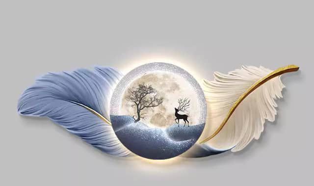Moonlit Deer & Feather Sculptural Wall Art