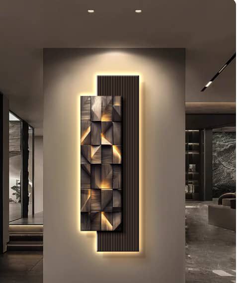 Geometric Cube Relief LED Panel (Light)